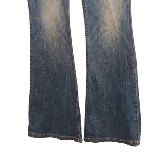 Y2K Flared Jeans Bell Flare Acid Wash Medium Blue Boho Bohemian Festival Vntg 7 - Picture 8 of 14